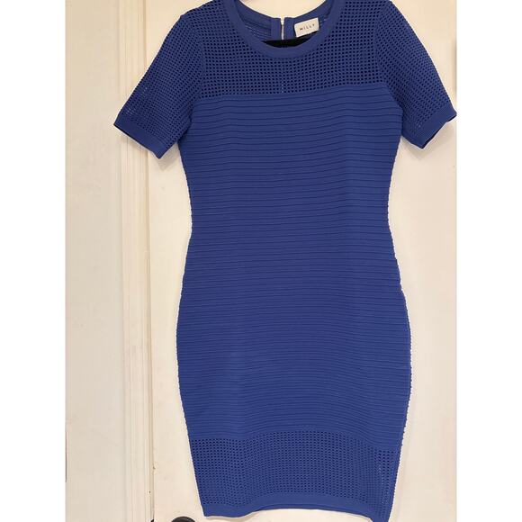 MILLY New York Engineered Mesh Dress Royal Blue Bodycon L 8-10 - Picture 1 of 8